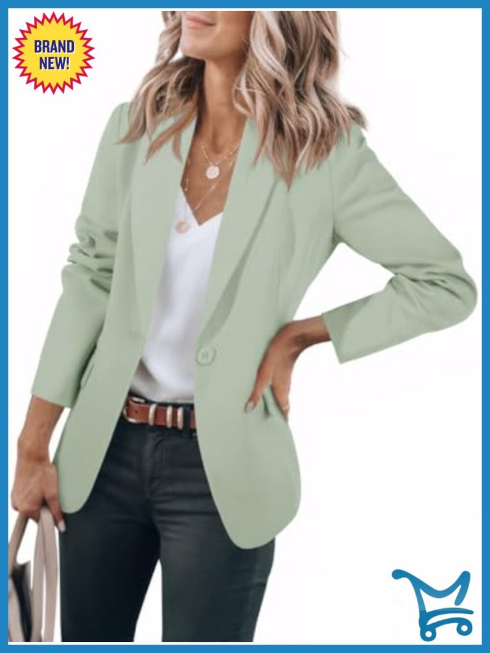 Womens Casual Blazer Long Sleeve Slim Fit One Button Work Office Suit Jacket